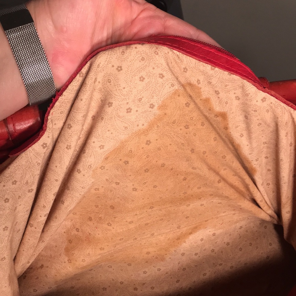 Red Leather Overnight Tooled Leather Bag - Picture 2 of 8